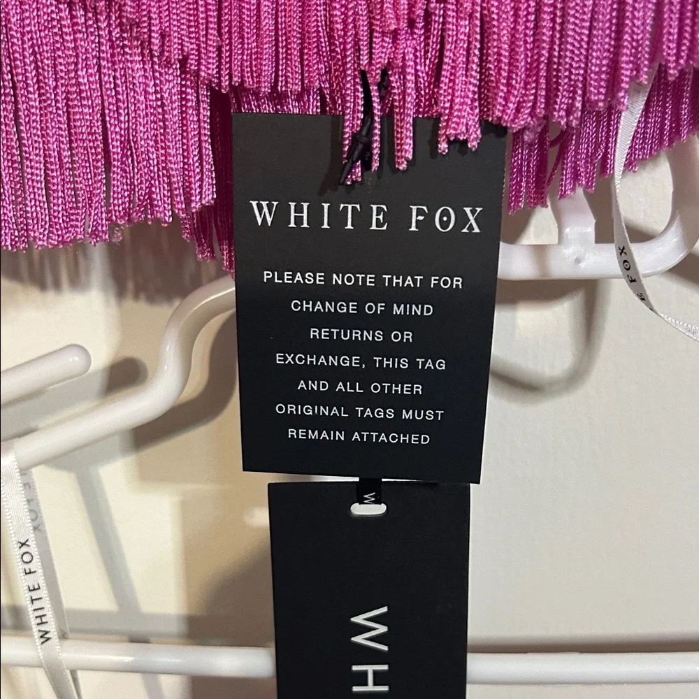 White Fox Boutique Vibrant Pink Fringe Skirt Set - Picture 2 of 5